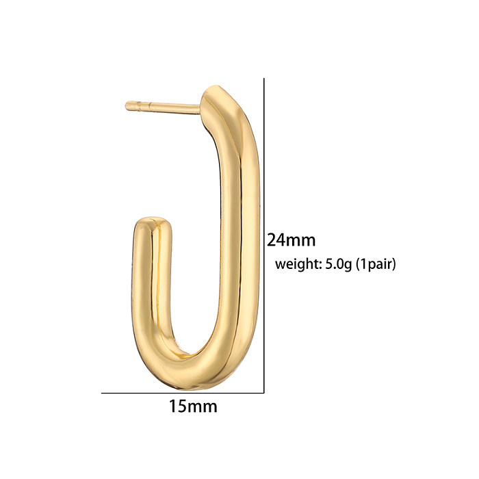 1 Pair Casual Vintage Style Simple Style U Shape V Shape Twist Plating Copper 18K Gold Plated Earrings Ear Studs