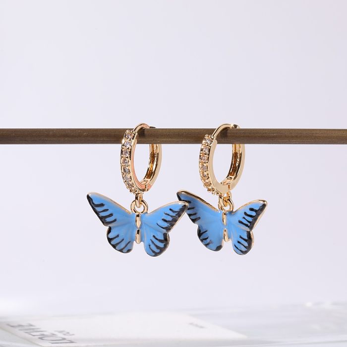 Sweet Butterfly Copper Plating 18K Gold Plated Earrings Necklace