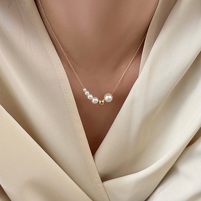 Collier pendentif en forme de gouttelettes d'eau douce, Style IG, fleur en forme de cœur, placage en cuivre et émail, incrustation de strass, perle