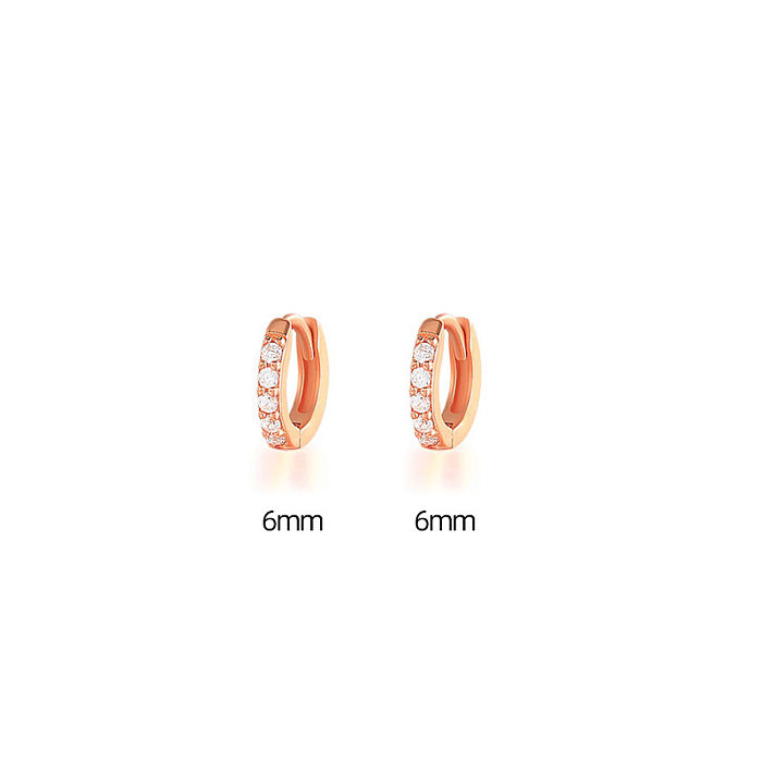 New Ear Buckle Korean Simple Row Zircon Earrings Female Round Small Copper Ear Nails