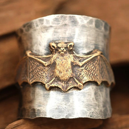 Retro Flower Brass Inlay Zircon Rings