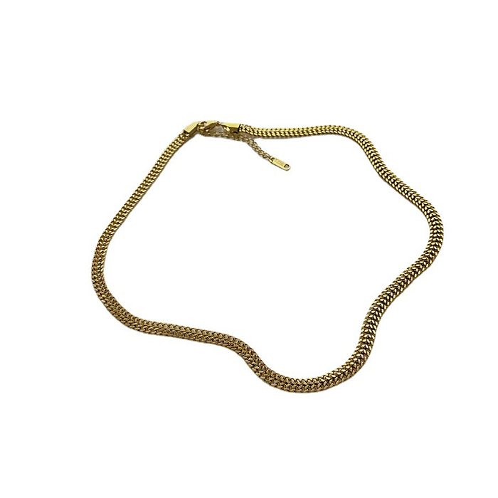 Collar de pulseras chapadas en oro de 18 quilates con revestimiento de acero de titanio de color sólido de estilo simple de hip-hop