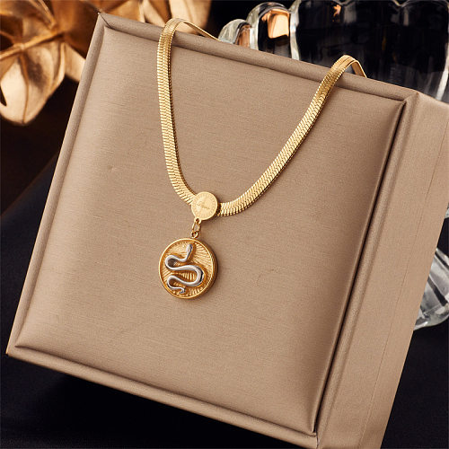 Retro Classic Style Streetwear Snake Titanium Steel Plating 18K Gold Plated Earrings Necklace