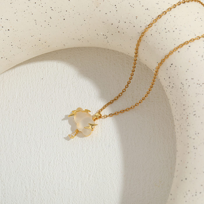 Elegante e luxuoso nuvens flor relâmpago resina cobre chapeamento inlay zircon 14k banhado a ouro pingente colar