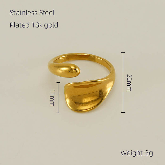 IG Style طلاء هندسي من الفولاذ المقاوم للصدأ حلقة مفتوحة مطلية بالذهب عيار 18 قيراط