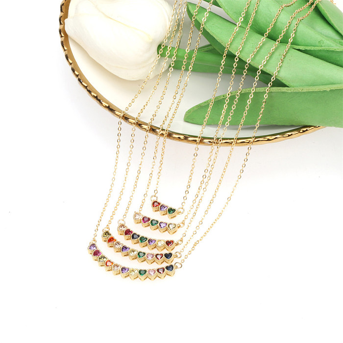 Elegant Heart Shape Copper Necklace Inlay Zircon Copper Necklaces