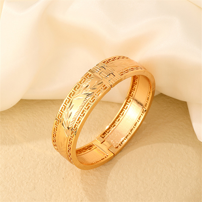 Brazalete chapado en oro con revestimiento de cobre redondo elegante para novia Glam