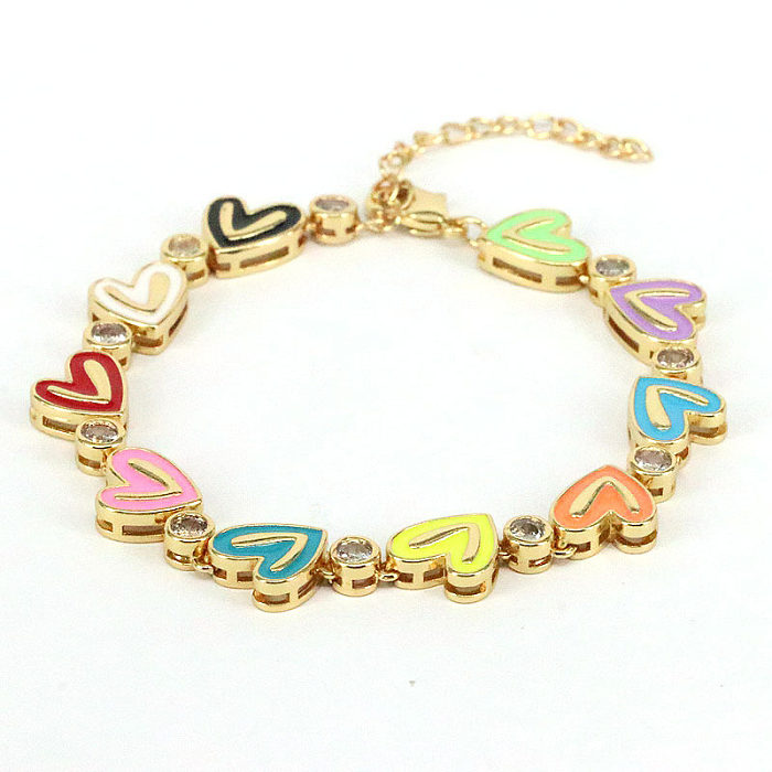 Fashion Heart Shape Copper Plating Zircon Bracelets