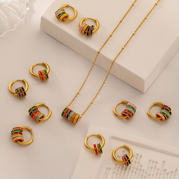 Original Design Geometric Copper Enamel Women'S Earrings Necklace