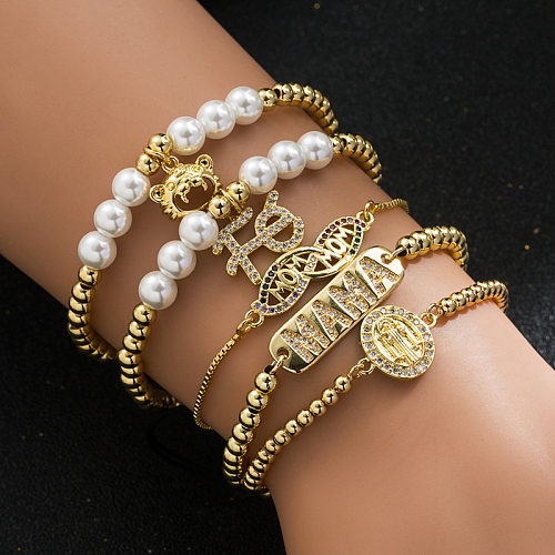 Mode Perle Jungfrau Maria Armband Muttertag Geschenk Mama elastische Pull Kupfer Armband