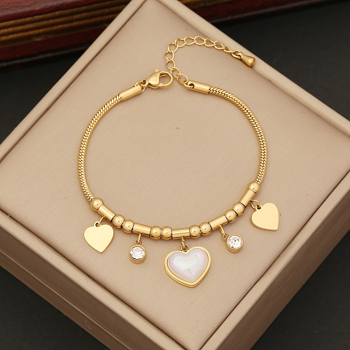 Großhandel elegante Herzform Edelstahl Perlenarmbänder Ohrringe Halskette