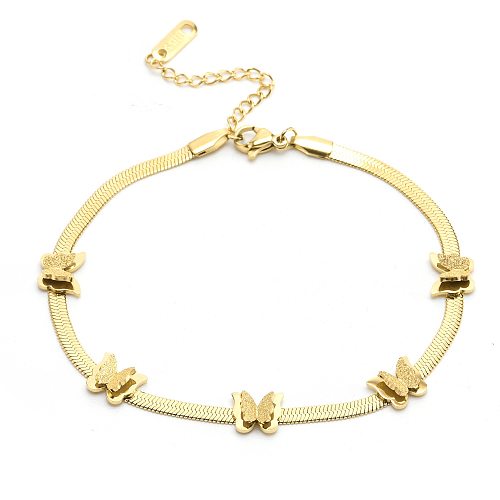 Elegant Sweet Butterfly Titanium Steel 18K Gold Plated Jewelry Set