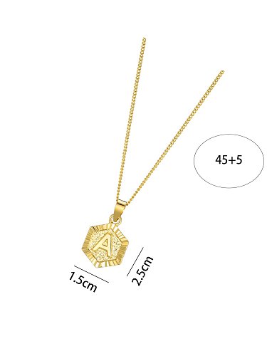 Retro Letter Copper Plating 18K Gold Plated Pendant Necklace
