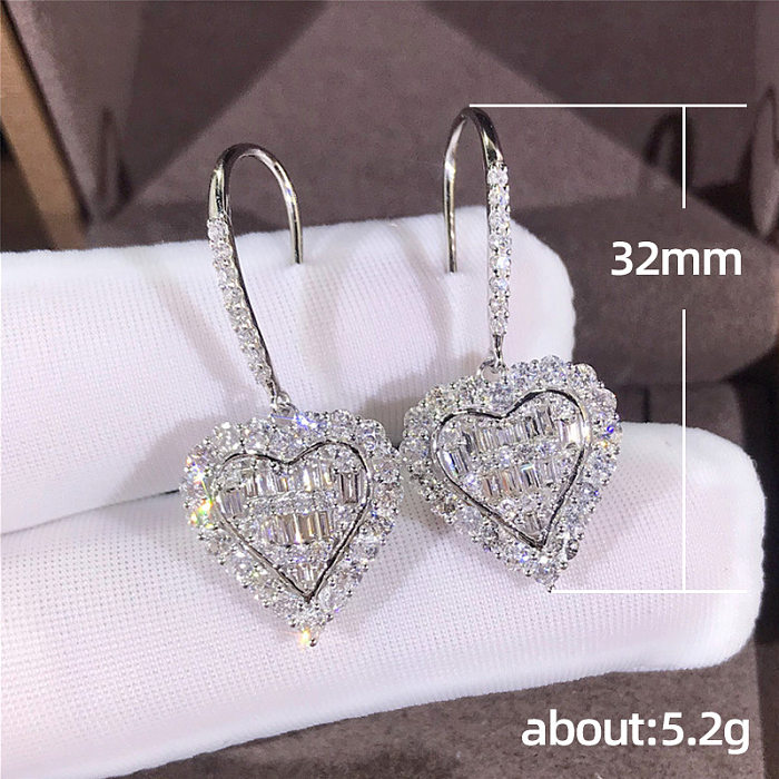 Fashion Heart Shaped Inlaid Zircon Copper Zircon Earrings Wholesale
