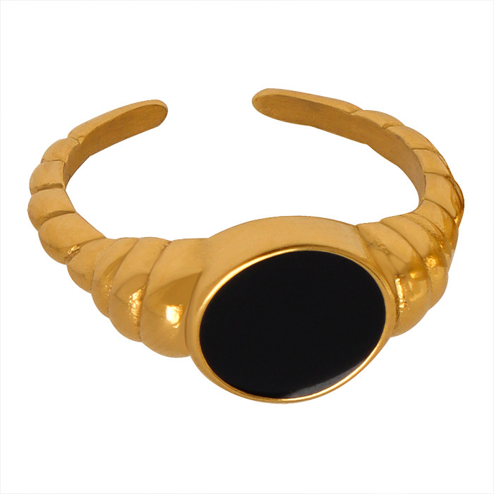 Schlichter, runder, offener Ring aus Titanstahl-Emaille mit 18-Karat-Vergoldung