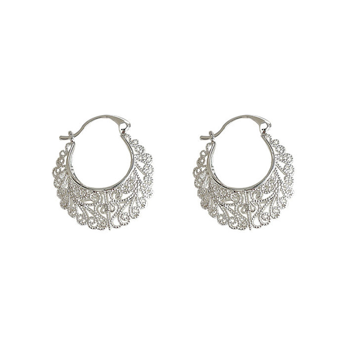 1 Pair Simple Style Solid Color Copper Plating Silver Plated Earrings