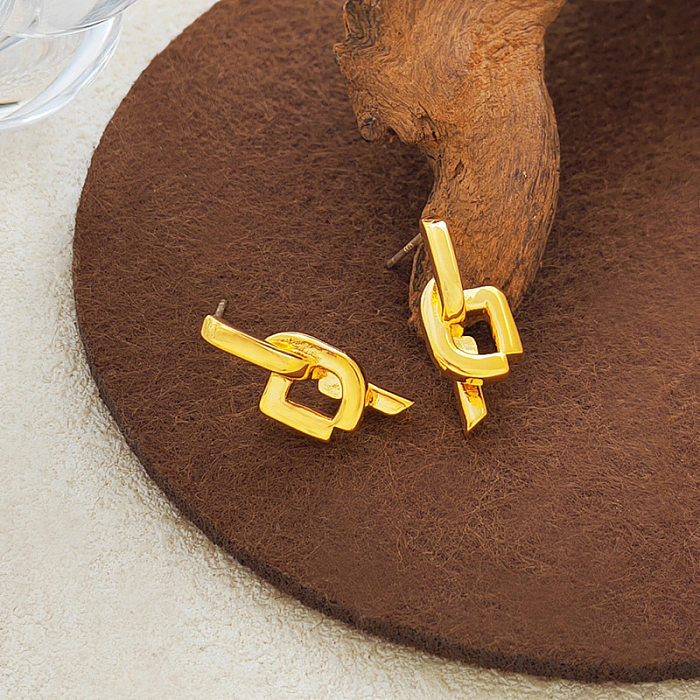 1 Pair Simple Style Geometric Copper Plating Ear Studs