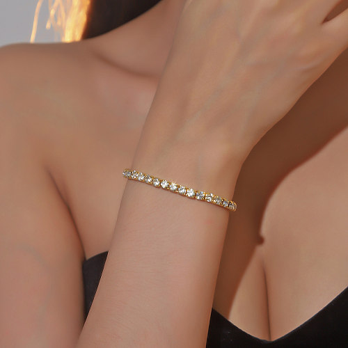 Bracelets de strass incrustés de cuivre de couleur unie douce