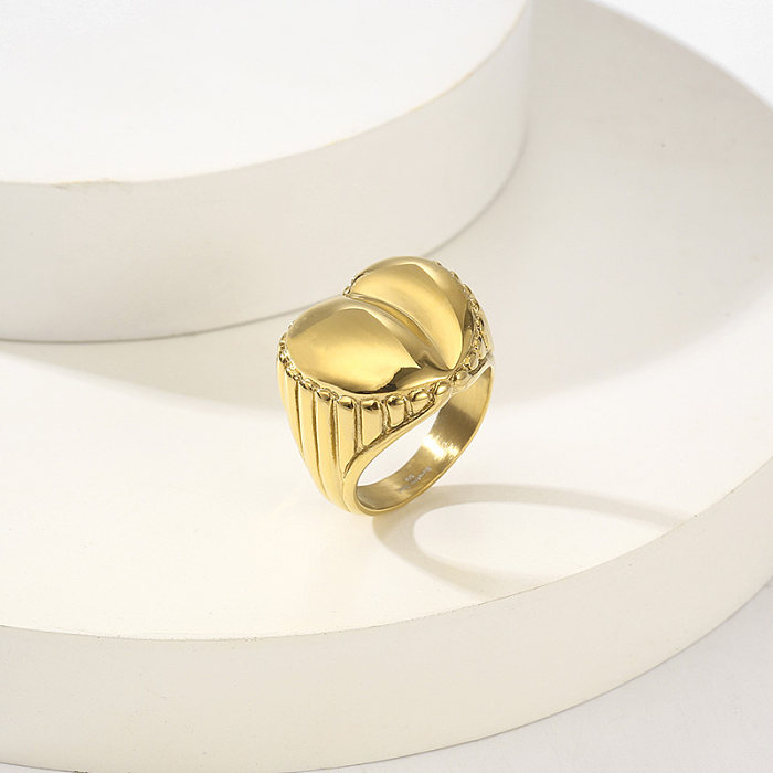 Simple Style Streetwear Heart Shape Titanium Steel Plating 18K Gold Plated Rings