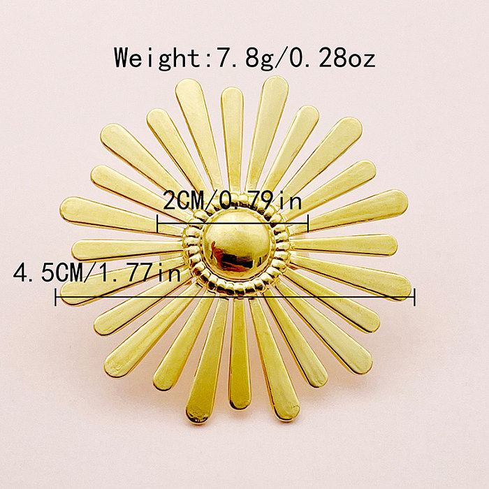 Vintage Style Flower Stainless Steel Plating Gold Plated Open Rings