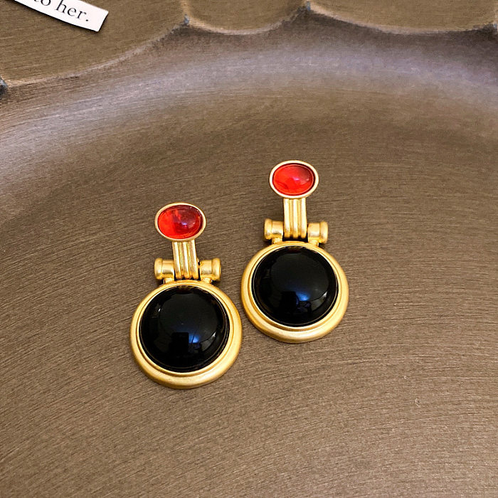 1 Pair Glam Geometric Plating Inlay Copper Artificial Pearls Rhinestones Drop Earrings