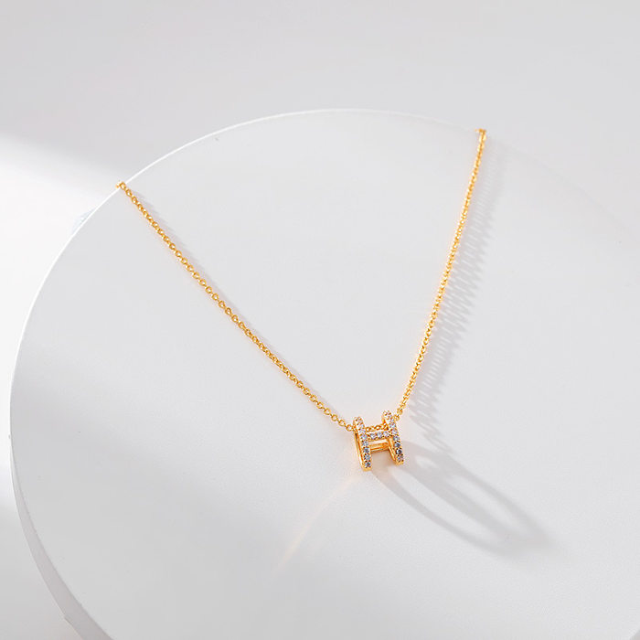 Simple Style Cross Copper Inlay Rhinestones Pendant Necklace