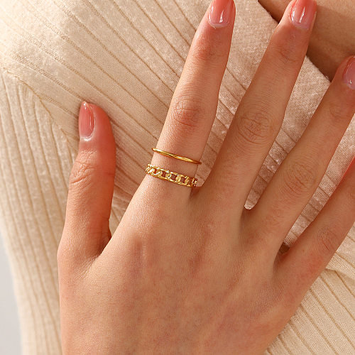 Lässiger, geometrischer offener Ring aus Edelstahl mit 18-Karat-Vergoldung in großen Mengen