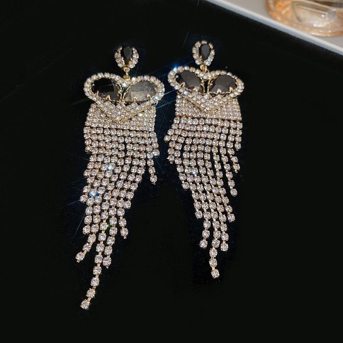 Boucles d'oreilles pendantes, 1 paire, nœud papillon en cuivre, strass artificiels, perles artificielles