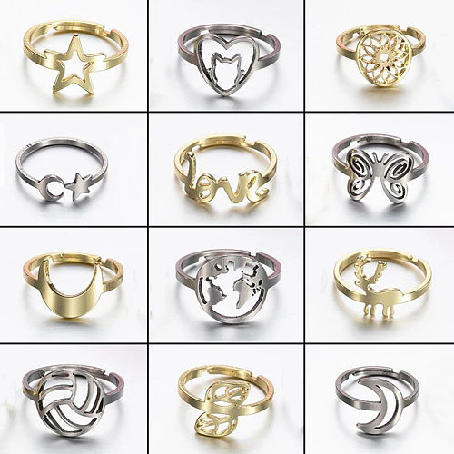 1 Piece Fashion Geometric Stainless Steel Plating Open Ring