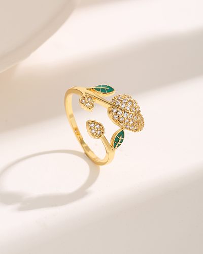 Luxuriöse Ringe mit Blattverkupferung und Inlay aus Zirkon mit 18-Karat-Vergoldung