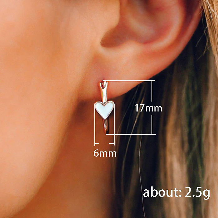 1 Pair Simple Style Heart Shape Copper Enamel Plating Earrings