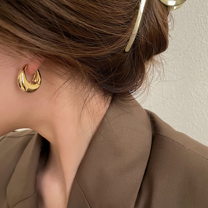 Basic Commute Korean Style Geometric Copper Plating Earrings 1 Pair