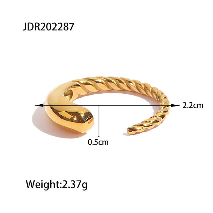Simple Style Twist Stainless Steel Plating Open Ring 1 Piece