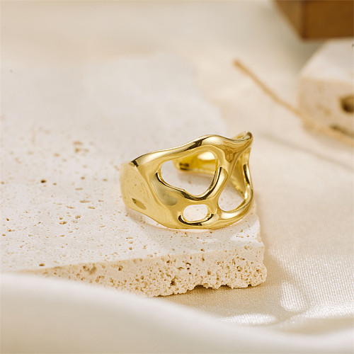 Estilo simples estilo clássico cor sólida de aço inoxidável oco anéis abertos