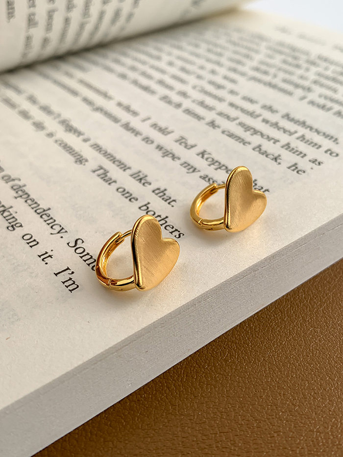 1 Pair Sweet Simple Style Heart Shape Plating Copper Earrings