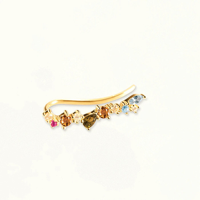 European And American Trend Fashion Small Fresh Water Drop Female Earrings Geometric Multicolor Zircon Ear Clip