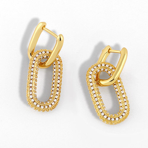 Neue geometrische Doppelring-Verschluss-Ohrringe, Diamant-Ohrringe, einfache Retro-Hip-Hop-Ohrringe, Großhandelsschmuck