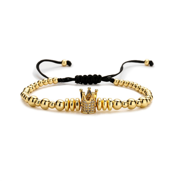 Simple Style Devil'S Eye Crown Smiley Face Copper Inlay Zircon Bracelets 1 Piece