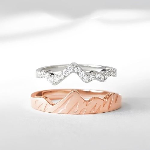 Anéis elegantes de zircão com revestimento de cobre Lady Mountain