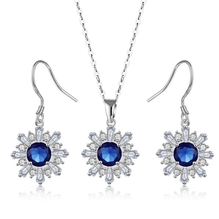 Elegant Lady Simple Style Snowflake Copper Plating Inlay Flakes Zircon Earrings Necklace