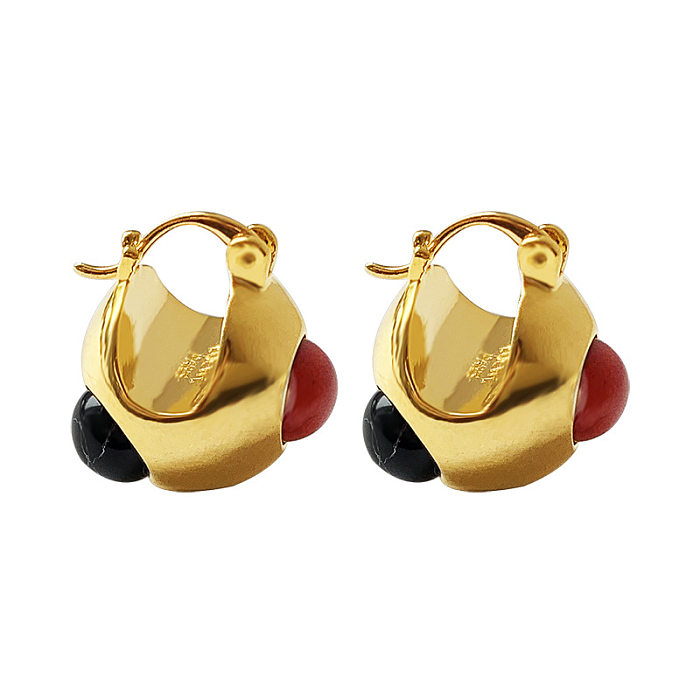 Modische einfarbige Kupfer-Ohrringe mit Überzug, künstliche Edelsteine, Kupfer-Ohrringe