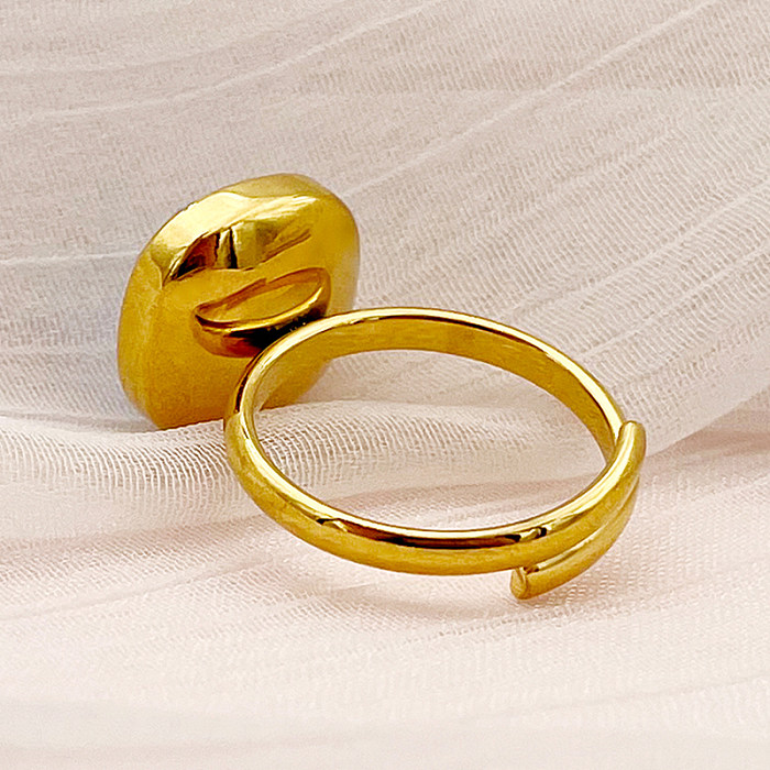Anéis abertos de zircão banhado a ouro de aço inoxidável quadrado elegante casual casual a granel