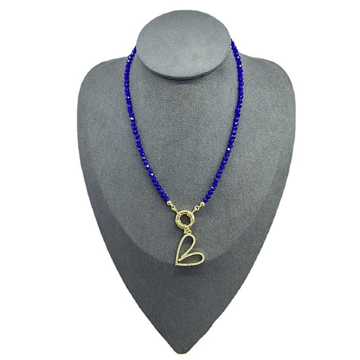 Collier pendentif en perles de cuivre en forme de cœur de style simple