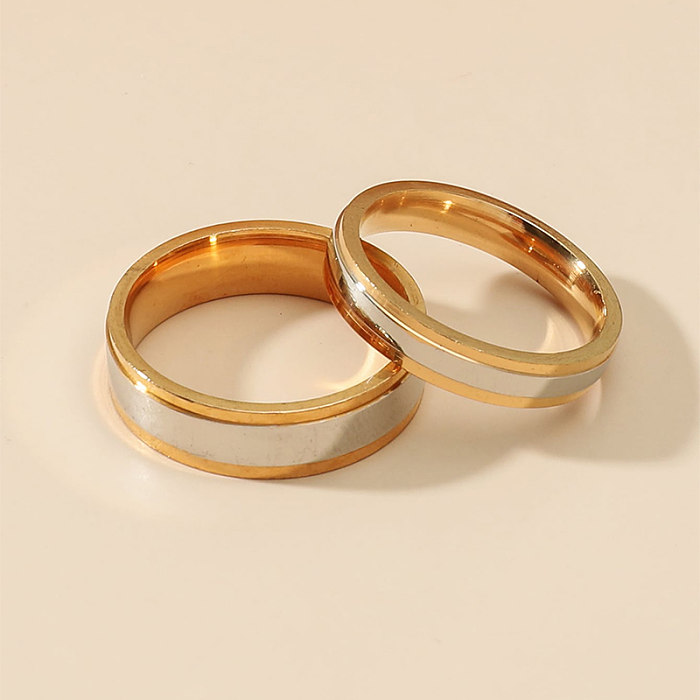 أزياء ومجوهرات الفولاذ المقاوم للصدأ زوجين خاتم مجموعة لامعة
