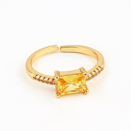 Fashion Square Copper Open Ring Inlay Zircon Copper Rings