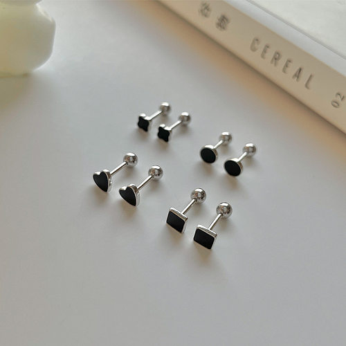 Simple Style Heart Shape Copper Plating Ear Studs 1 Pair