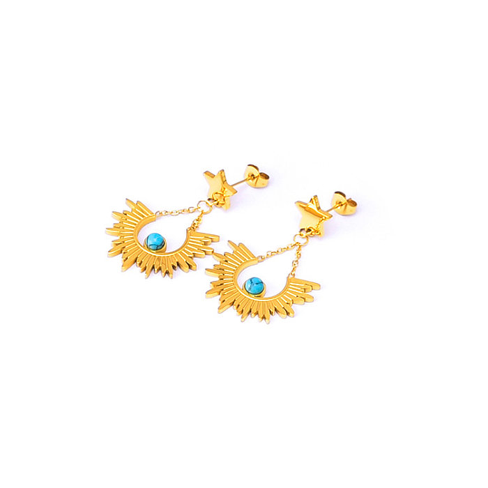 Ensemble de bijoux turquoise avec incrustation d'acier et de titane rétro étoile