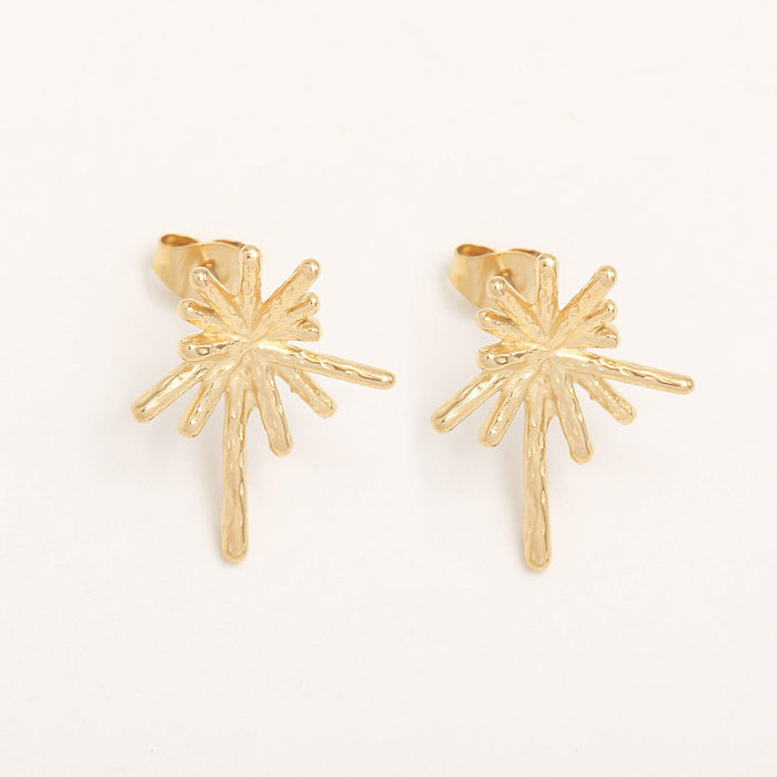 زوج واحد من أقراط الأذن النحاسية المطلية بالذهب ذات التصميم البسيط ذات اللون الصلب