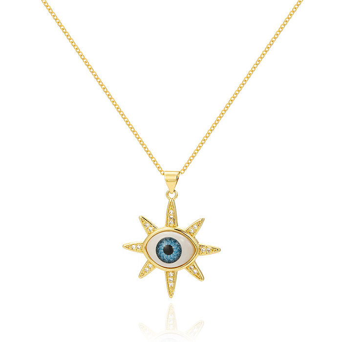 Hip-Hop Retro Eye Copper Plating Gold Plated Pendant Necklace