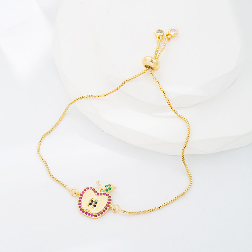Classic Style Apple Fish Copper Gold Plated Zircon Bracelets 1 Piece